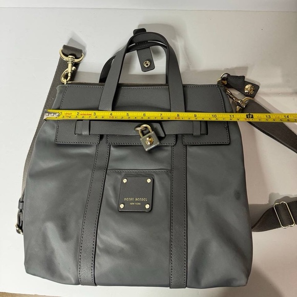 HENRI BENDEL Jet Setter Nylon Leather Convertible Shoulder Bag Backpack Gray - Picture 11 of 12